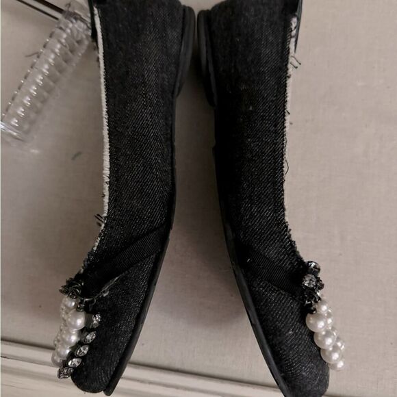 Pedro Garcia dark denim ballet flat with crystal and pearl embellishment 39.5 - Picture 10 of 10